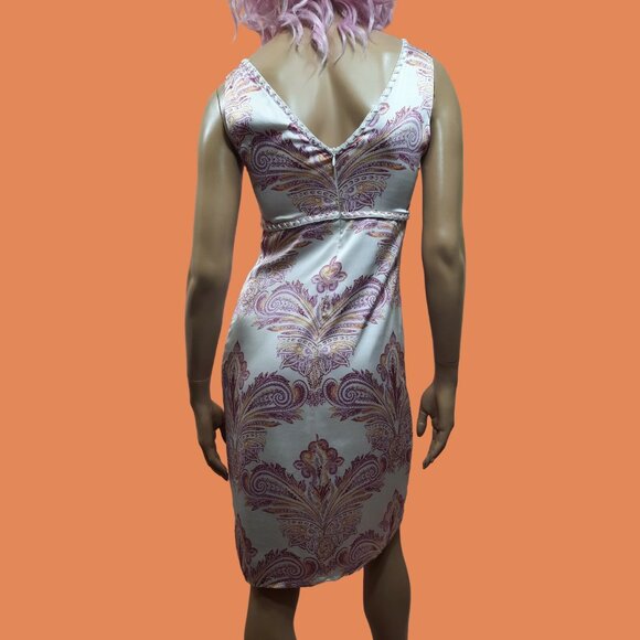 90s Y2K Silk Slip Dress Size S US 2 Paisley Print Ebène by Patrick Assuline - Picture 9 of 12